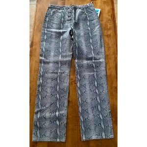 NEW B Lucid Women's Snakeskin Print Lace Up Front Pants Size 11 Y2K 90's